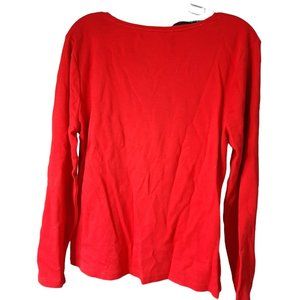 Charter Club Womens XL Long Sleeve T Shirt 100% Pima Cotton Soft Solid Red